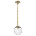 Aster Gem Oval Chain Pendant - Gilded Brass / Clear Geo