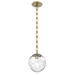 Aster Gem Rectangular Chain Pendant - Gilded Brass / Clear Geo