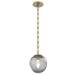 Aster Gem Diamond Chain Pendant - Gilded Brass / Smoke Geo