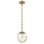 Aster Gem Oval Chain Pendant - Gilded Brass / Amber Zircon