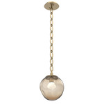 Aster Gem Oval Chain Pendant - Gilded Brass / Bronze Zircon