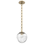Aster Gem Oval Chain Pendant - Gilded Brass / Clear Zircon