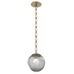Aster Gem Diamond Chain Pendant - Gilded Brass / Smoke Zircon