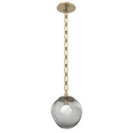 Aster Gem Oval Chain Pendant - Gilded Brass / Smoke Zircon