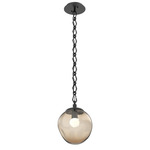 Aster Gem Diamond Chain Pendant - Matte Black / Bronze Floret