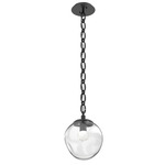 Aster Gem Oval Chain Pendant - Matte Black / Clear Floret