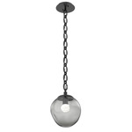 Aster Gem Oval Chain Pendant - Matte Black / Smoke Floret