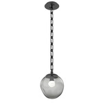 Aster Gem Rectangular Chain Pendant - Matte Black / Smoke Floret