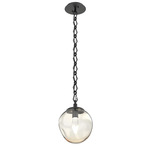 Aster Gem Diamond Chain Pendant - Matte Black / Amber Geo