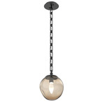 Aster Gem Rectangular Chain Pendant - Matte Black / Bronze Geo