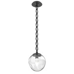 Aster Gem Oval Chain Pendant - Matte Black / Clear Geo