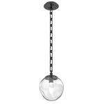 Aster Gem Rectangular Chain Pendant - Matte Black / Clear Geo