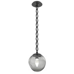 Aster Gem Oval Chain Pendant - Matte Black / Smoke Geo