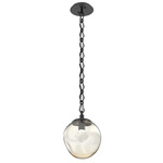 Aster Gem Diamond Chain Pendant - Matte Black / Amber Zircon