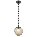 Aster Gem Oval Chain Pendant - Matte Black / Bronze Zircon
