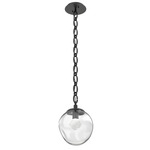 Aster Gem Oval Chain Pendant - Matte Black / Clear Zircon