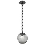 Aster Gem Oval Chain Pendant - Matte Black / Smoke Zircon
