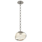 Nova Gem Oval Chain Pendant - Beige Silver / Amber Floret