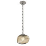 Nova Gem Rectangular Chain Pendant - Beige Silver / Bronze Floret