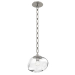 Nova Gem Oval Chain Pendant - Beige Silver / Clear Floret