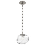 Nova Gem Rectangular Chain Pendant - Beige Silver / Clear Floret