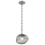 Nova Gem Oval Chain Pendant - Beige Silver / Smoke Floret