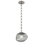 Nova Gem Rectangular Chain Pendant - Beige Silver / Smoke Floret