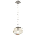Nova Gem Diamond Chain Pendant - Beige Silver / Amber Geo