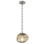 Nova Gem Oval Chain Pendant - Beige Silver / Bronze Geo