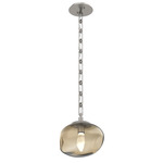 Nova Gem Rectangular Chain Pendant - Beige Silver / Bronze Geo
