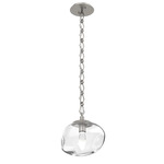 Nova Gem Diamond Chain Pendant - Beige Silver / Clear Geo