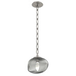 Nova Gem Oval Chain Pendant - Beige Silver / Smoke Geo