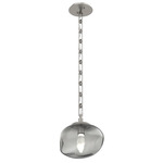 Nova Gem Rectangular Chain Pendant - Beige Silver / Smoke Geo