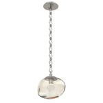 Nova Gem Diamond Chain Pendant - Beige Silver / Amber Zircon