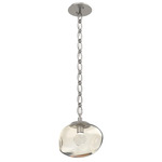 Nova Gem Oval Chain Pendant - Beige Silver / Amber Zircon