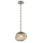 Nova Gem Oval Chain Pendant - Beige Silver / Bronze Zircon