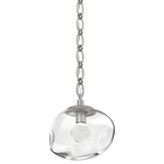 Nova Gem Oval Chain Pendant - Beige Silver / Clear Zircon