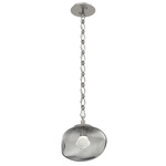 Nova Gem Diamond Chain Pendant - Beige Silver / Smoke Zircon