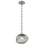 Nova Gem Oval Chain Pendant - Beige Silver / Smoke Zircon