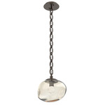 Nova Gem Oval Chain Pendant - Flat Bronze / Amber Floret