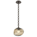 Nova Gem Oval Chain Pendant - Flat Bronze / Bronze Floret