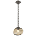 Nova Gem Rectangular Chain Pendant - Flat Bronze / Bronze Floret