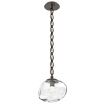 Nova Gem Oval Chain Pendant - Flat Bronze / Clear Floret