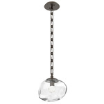 Nova Gem Rectangular Chain Pendant - Flat Bronze / Clear Floret