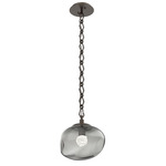 Nova Gem Diamond Chain Pendant - Flat Bronze / Smoke Floret