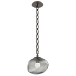 Nova Gem Oval Chain Pendant - Flat Bronze / Smoke Floret