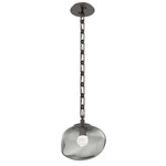 Nova Gem Rectangular Chain Pendant - Flat Bronze / Smoke Floret
