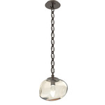 Nova Gem Oval Chain Pendant - Flat Bronze / Amber Geo