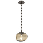 Nova Gem Oval Chain Pendant - Flat Bronze / Bronze Geo
