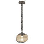 Nova Gem Rectangular Chain Pendant - Flat Bronze / Bronze Geo
